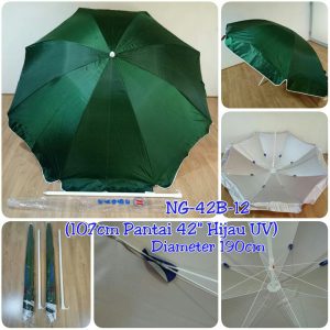 NAGOYA ^ NG-42B-12 ' PAYUNG PANTAI 42" HIJAU ARMY UV DALAM SILVER